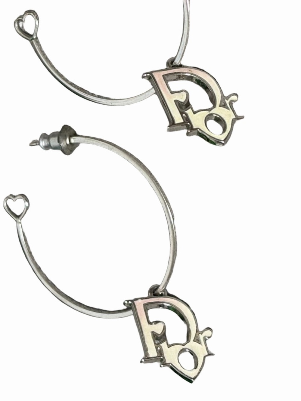 Dior Silver Logo Hoop Earrings